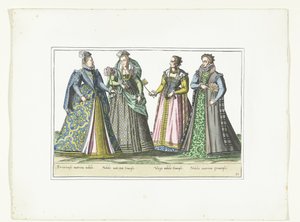 Quattro donne vestite secondo la moda italiana, ca. 1580 da Anonymous