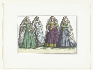 Quattro donne vestite secondo la moda romana, ca. 1580 da Anonymous