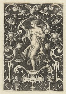 Decorazione piatta con il Senso (Personificazioni dei cinque sensi, circondate da grottesche con animali e frutti) da Anonymous