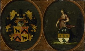 Tavola araldica con gli stemmi della coppia Pieter Courten e Hortensia del Prado, 1625 da Anonymous