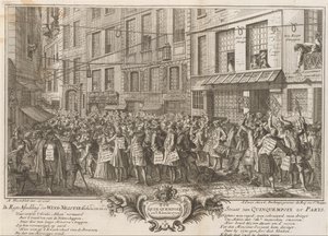 Commercio del vento in Rue Quinquempoix, 1720 da Anonymous