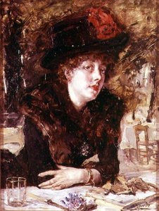 Giovane donna in un ristorante