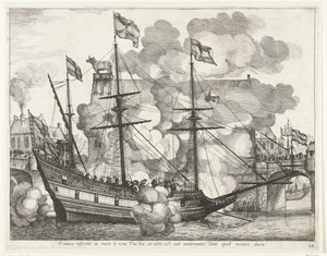 Nave a vela, verso destra; ingresso di Ferdinando a Gand nel 1635 da Anonymous