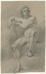 Nudo maschile seduto, con arpa
