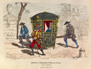 Una sedia con portatori per la città sotto il re Luigi XIV nel XVII secolo - collezione privata da Anonymous Anonymous