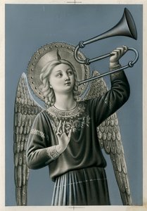 Un angelo musicista che suona il trombone (stampa)