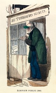 Uno scrivano pubblico a Parigi nel 1840, incisione da Anonymous Anonymous