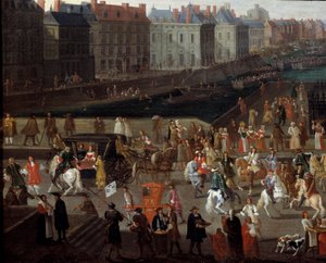 Attività e passaggio sul Pont Neuf a Parigi da Anonymous Anonymous