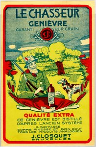 Adesivo pubblicitario per il liquore jenever dal Belgio