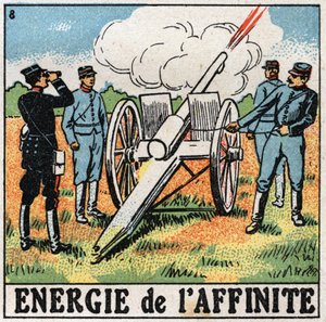 Energia di affinità: artiglieri che sparano esplosivi. Illustrazione anonima del 1925. Collezione privata