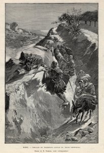 Insurrezione montana di Andjera in Marocco: imboscata degli Angherristi in attesa delle truppe sceriffiane. Incisione in "Le monde illustree" del 1892. Collezione privata da Anonymous Anonymous