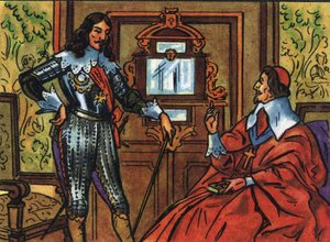 Armand Jean du Plessis de Richelieu o Cardinale de Richelieu (1585-1642), ministro francese e Luigi XIII (1601-1643), re di Francia. Illustrazione anonima in “Collection des souverains et chefs d