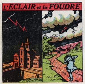 Elettricità atmosferica: fulmini e saette. Illustrazione anonima del 1925. Collezione privata. da Anonymous Anonymous