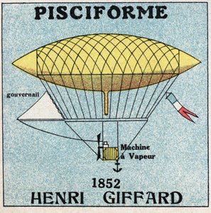 Palloni: involucro pisciforme di Henri Giffard (1825-1882) nel 1852. Illustrazione anonima del 1925. Collezione privata. da Anonymous Anonymous