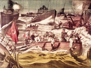 Battaglia di Kunfuda: battaglia navale combattuta il 7 e 8 gennaio 1912, durante la guerra italo-turca (1911-1912), nel Mar Rosso, davanti al porto di Kunfuda, Arabia Saudita da Anonymous Anonymous
