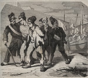 Belle-Ile-en-Mer (bella isola in mare) nel XIX secolo. Incisione in "Histoire des bagnes depuis leur création à nos jours" (1877) di Pierre Zaccone (1817-1895) (Colonia Penale)