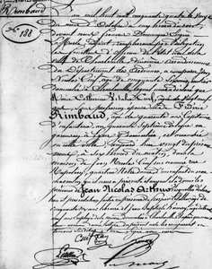 Certificato di nascita di Arthur Rimbaud (1854-1891), poeta francese Charleville, Museo Rimbaud. da Anonymous Anonymous