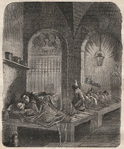 Il Bagne di Brest di notte. Incisione in "Histoire des bagnes depuis leur création à nos jours" (1877) di Pierre Zaccone (1817-1895). Collezione privata.
