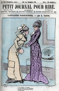 Caricatura sulle coppie parigine. Due donne che parlano dell