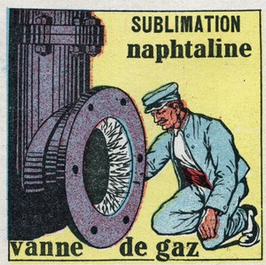 Cambiamenti di stato: sublimazione. Deposito di naftalina che ostruisce una valvola del gas. Illustrazione anonima del 1925. Collezione privata.