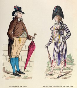 Costume di un borghese e di un Incredibile in abito da gala nel 1788 - collezione privata da Anonymous Anonymous