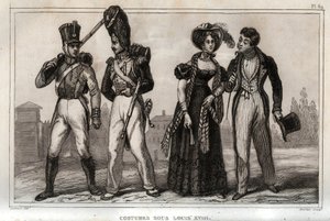 Costumi sotto Luigi XVIII. Incisione del 1859 in 