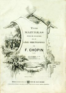 Copertina di "Tre mazurche per pianoforte, Opus 50" dedicate a Leon Szmitkowski composte da Frederic Chopin (1810-1849).