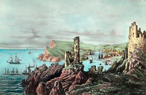 Guerra di Crimea: vista del porto di Balaklava in Crimea. Incisione intorno al 1854-1855. Collezione privata da Anonymous Anonymous