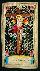 Crocifissione. Immagine pia nel canale. Iscrizioni INRI (I.N.R.I.). Collezione privata da Anonymous Anonymous