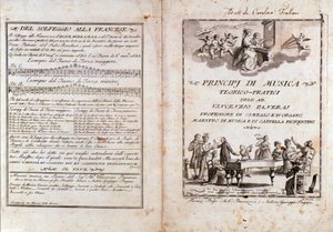 Doppia pagina da un manuale di teoria musicale di Vincenzo Panerai