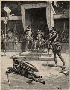 Duello tra Francois de Vivonne de la Chataigneraie e Guy de Chabot, Barone de Jarnac a Saint Germain en Laye, Francia 10 luglio da Anonymous Anonymous