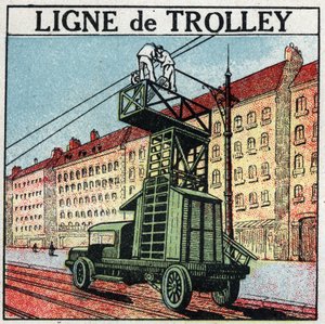 Tram elettrici: una linea di filobus. Illustrazione anonima del 1925. Collezione privata. da Anonymous Anonymous