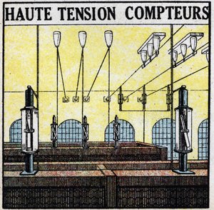 Linee elettriche: misuratori ad alta tensione. Illustrazione anonima del 1925. Collezione privata. da Anonymous Anonymous