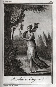 Erigo e Bacco, Incisione del 1819 in “Lettres à Emilie sur la mythologie” di Charles Albert Demoustier (1760-1801). Collezione privata da Anonymous Anonymous