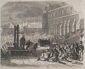 Esecuzione al Bagne di Brest di Joseph Bordelet. Incisione in "Histoire des bagnes depuis leur création à nos jours" (1877) di Pierre Zaccone (1817-1895). Collezione privata da Anonymous Anonymous