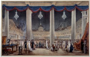 Esposizione di prodotti industriali nel cortile del Louvre nel 1801