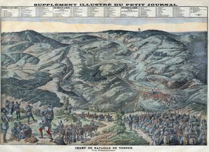 Prima Guerra Mondiale 1914-1918. Vista generale del campo di battaglia di Verdun dal 21 febbraio al 19 dicembre