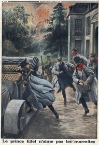 Prima Guerra Mondiale 1914-1918. Il principe Eitel Federico di Prussia (1883-1942) fugge all