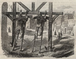 Forzati falegnami al bagno penale di Tolone nel XIX secolo. Incisione in “Histoire des bagnes depuis leur création à nos jours” (1877) di Pierre Zaccone. Collezione privata. da Anonymous Anonymous