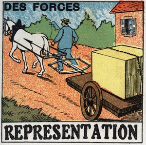 Forze: un cavallo che tira un carro. Illustrazione anonima del 1925. Collezione privata da Anonymous Anonymous