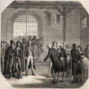 Rivoluzione francese - Gli Hebertisti - Gli Hebertisti alla Conciergerie a Parigi il 23 marzo 1794 - Incisione in 