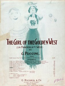 Frontespizio della partitura musicale de La fanciulla del West di Puccini