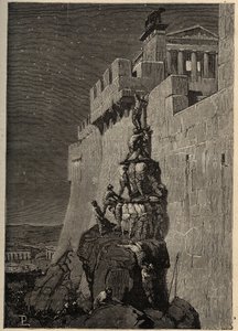 I Galli tentano di conquistare il Campidoglio (390 a.C.) - Le oche salvano il Campidoglio romano dagli invasori galli - incisione del 1890 da Anonymous Anonymous