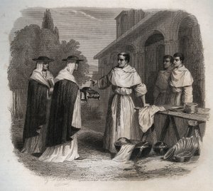 Giovanni da Fidanza noto come Bonaventura (circa 1217-1274) (San Bonaventura) riceve il cappello di cardinale. Incisione del 1846 in 