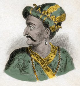 Gran Mogol (Mogol o Moghul) (probabilmente Aurangzeb (1618-1707), noto anche come Alamgir) (Abu Muzaffar Muhiuddin Muhammad Aurangzeb Alamgir) - Incisione del XIX secolo - Milanese
