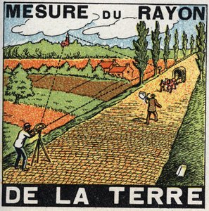 Gravitazione: misurazione del raggio della Terra. Illustrazione anonima del 1925. Collezione privata da Anonymous Anonymous