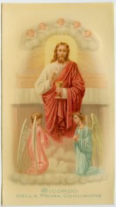 Immagine sacra: Prima Comunione, Gesù che tiene l