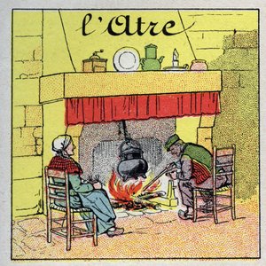 Riscaldamento domestico: il camino. Illustrazione anonima del 1925. Collezione privata da Anonymous Anonymous