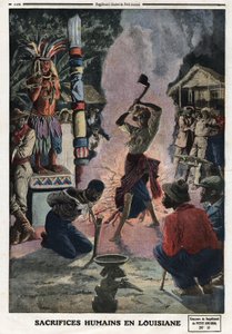 Sacrifici umani in Louisiana. Incisione in 