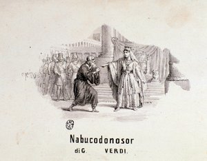 Frontespizio illustrato della partitura musicale di Nabucco, opera di Giuseppe Verdi da Anonymous Anonymous